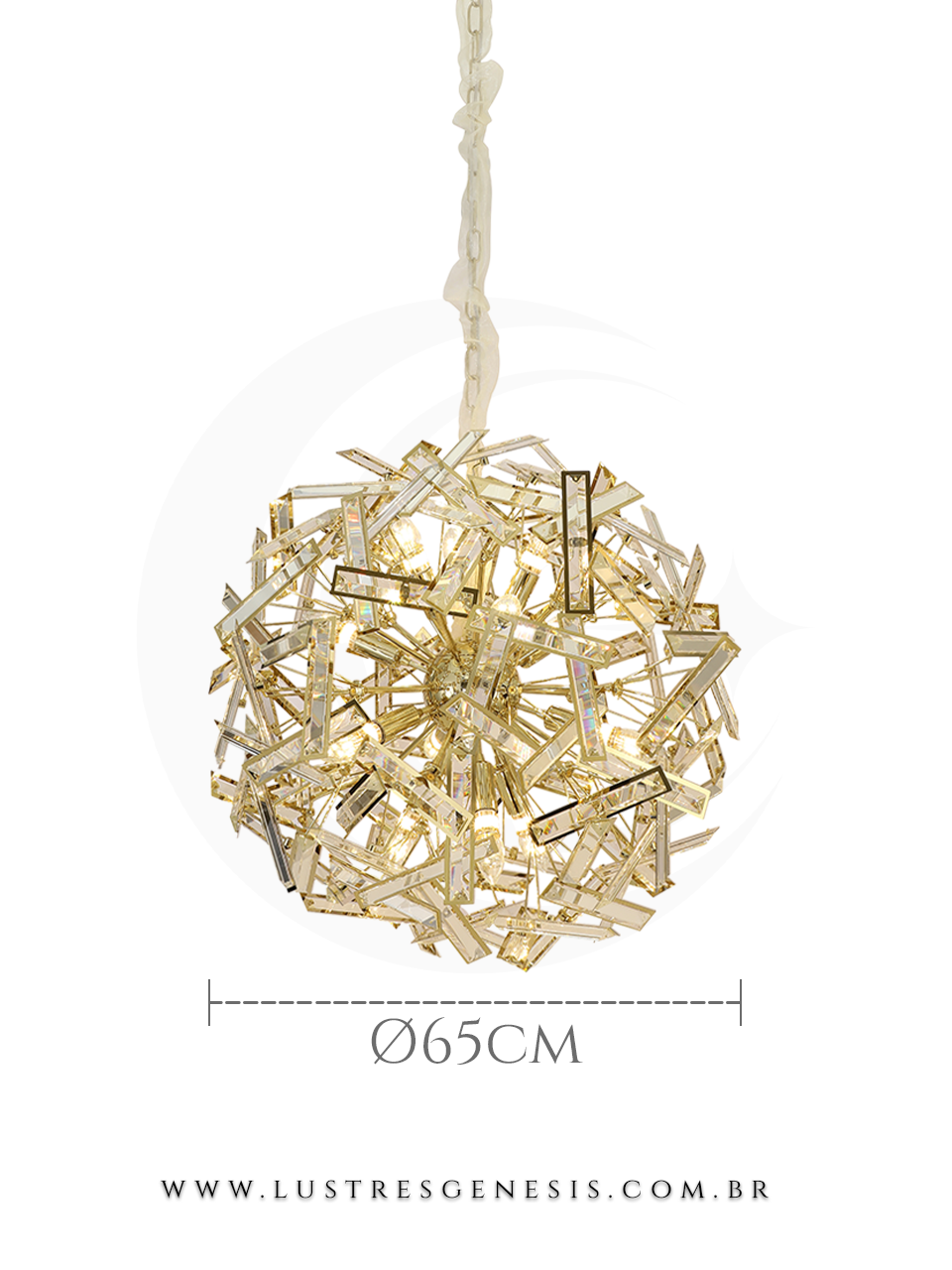 Lustre pendente de cristal moderno Canla Ø55cm com design elegante e sofisticado, ideal para sala de jantar, quartos e sala de estar. Lustres Gênesis loja online de Lustres e Iluminação Decorativa